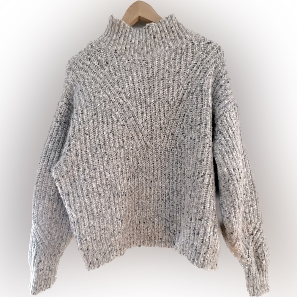 Gray Mock Neck Cropped Sweater